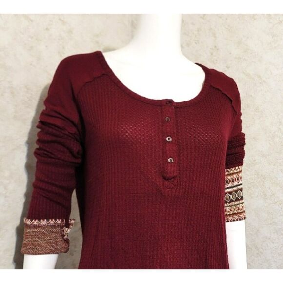 NWT - Paper Crane by Anthropologie Thermal Top with Sweater Cuff - Size S - Picture 6 of 13